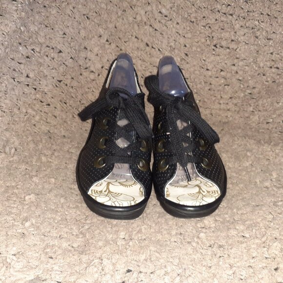 FLY LONDON-Ylva-Perforated Leather Lace Up Black Wedge-Sz 38-7.5-Near Mint - Picture 3 of 7